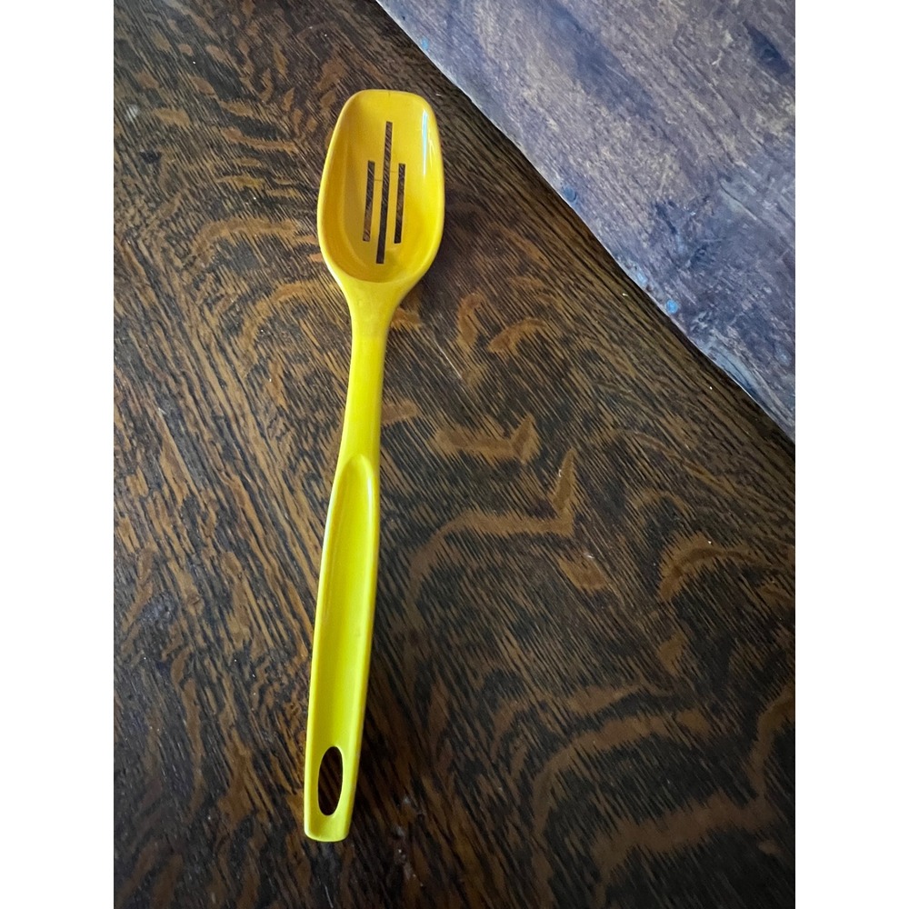 Vintage Foley Yellow Nylon Slotted Spoon Mid Century Kitchen Utensil 11.5 Inch
